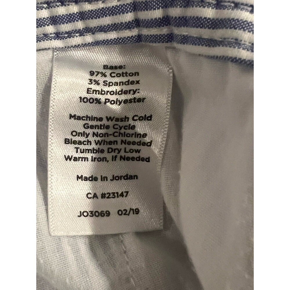 Talbot’s Petite 8P NWOT Blue White Pinstripe Shorts Embroidered Watermelon Stret - Picture 4 of 6